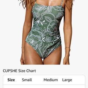 NWT Size L (12-14) Green Floral one piece Cupshe bathing suit